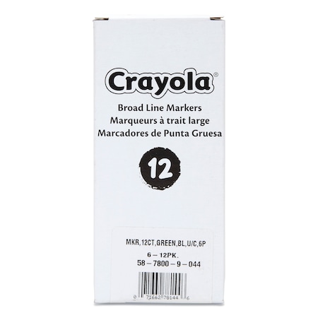 Crayola Broad Line Washable Markers, Broad Bullet Tip, Green, 12PK 58-7800-044